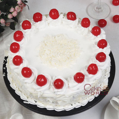 Tempting White Forest Cake